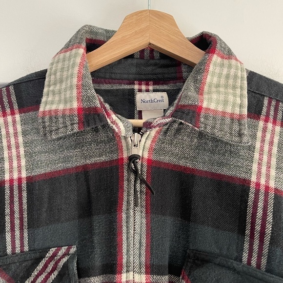 Vintage Northcrest Zip Front Plaid Shirt/Shacket - 2X - Picture 2 of 4